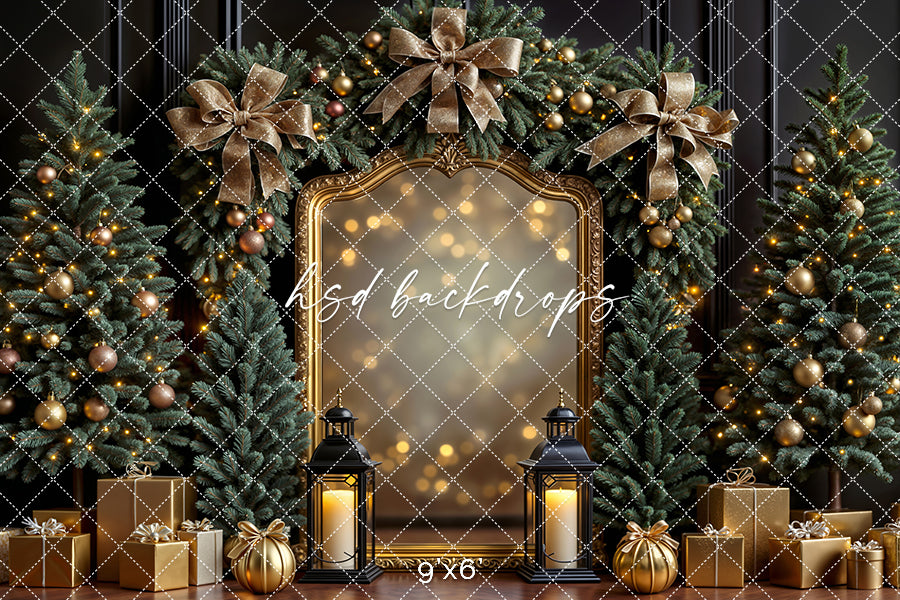 Midnight Gold Gilded Frame * Holiday Photo Background (sweep options)
