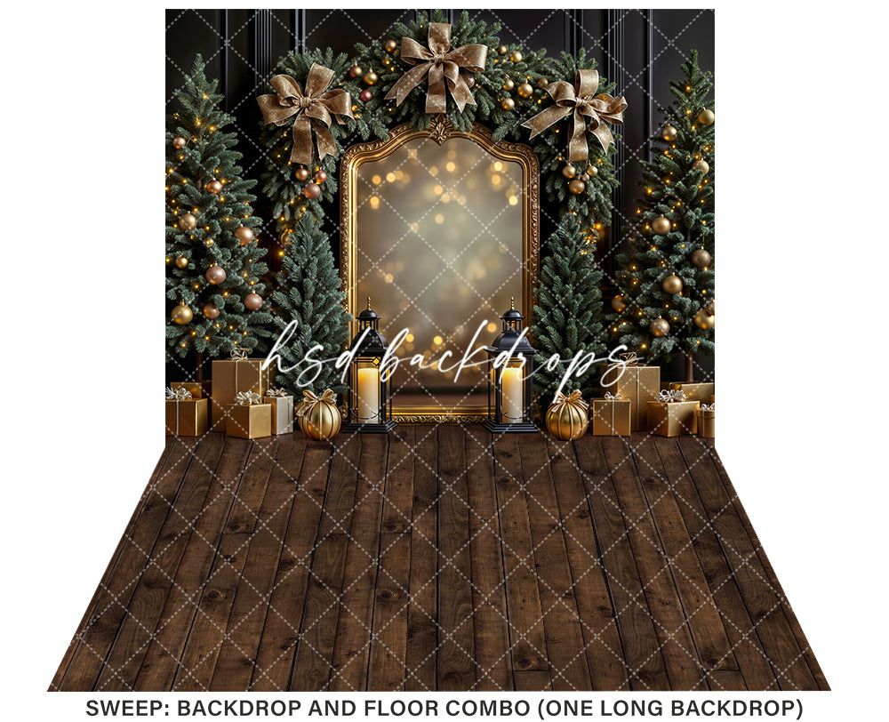 Midnight Gold Gilded Frame * Holiday Photo Background (sweep options)