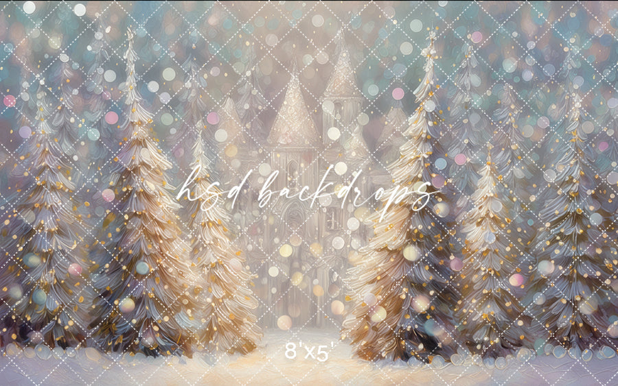 Enchanted Winter Castle – Christmas Wonderland Backdrop