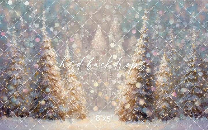 Enchanted Winter Castle – Christmas Wonderland Backdrop