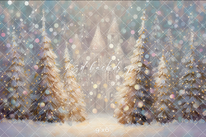 Enchanted Winter Castle – Christmas Wonderland Backdrop