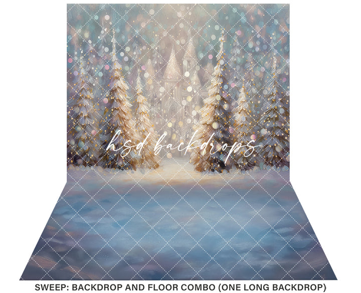 Enchanted Winter Castle – Christmas Wonderland Backdrop
