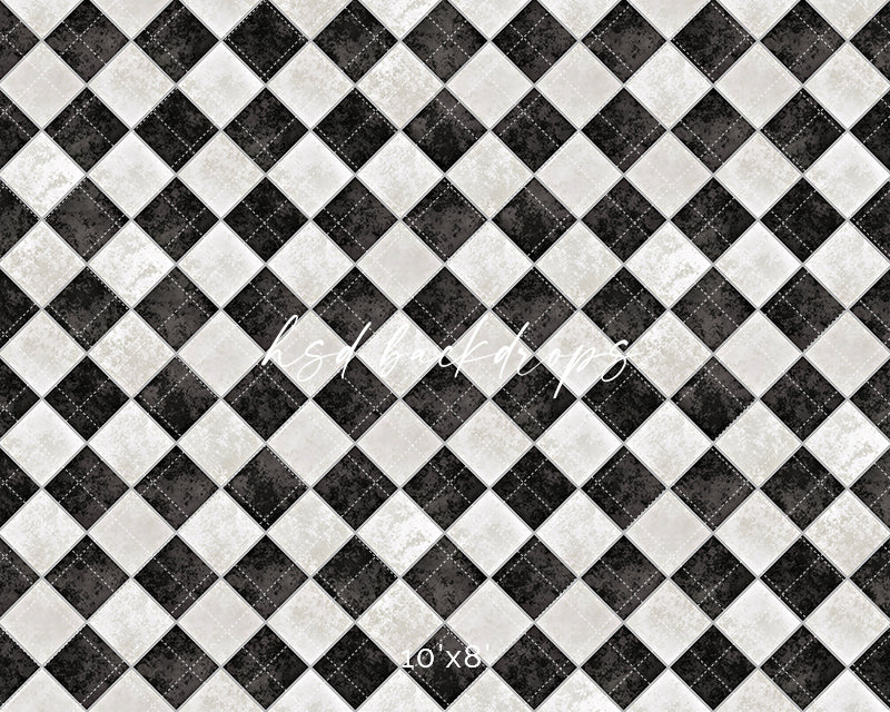 Black & White Checkered Floor Mat - HSD Photography Backdrops
