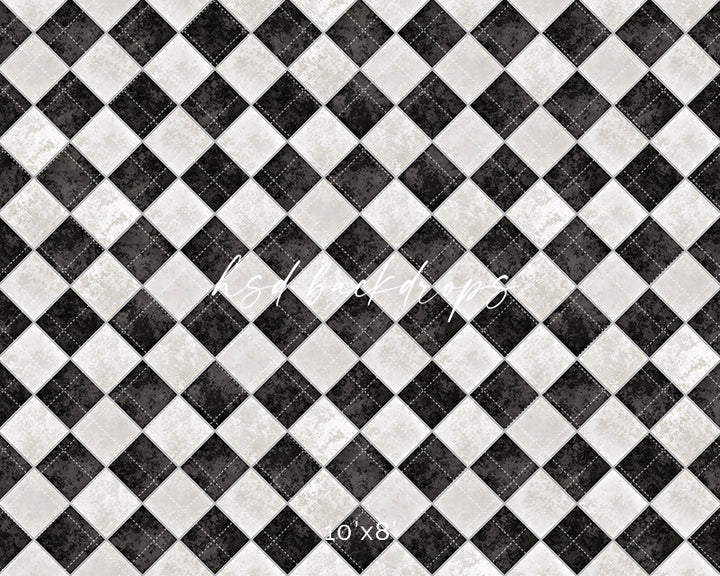 Black & White Checkered Floor Mat - HSD Photography Backdrops