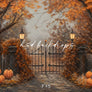 Autumn Backdrop with Fall Trees and Pumpkins for Photography
