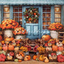 Pumpkin Patch Storefront Photography Backdrop for Pictures