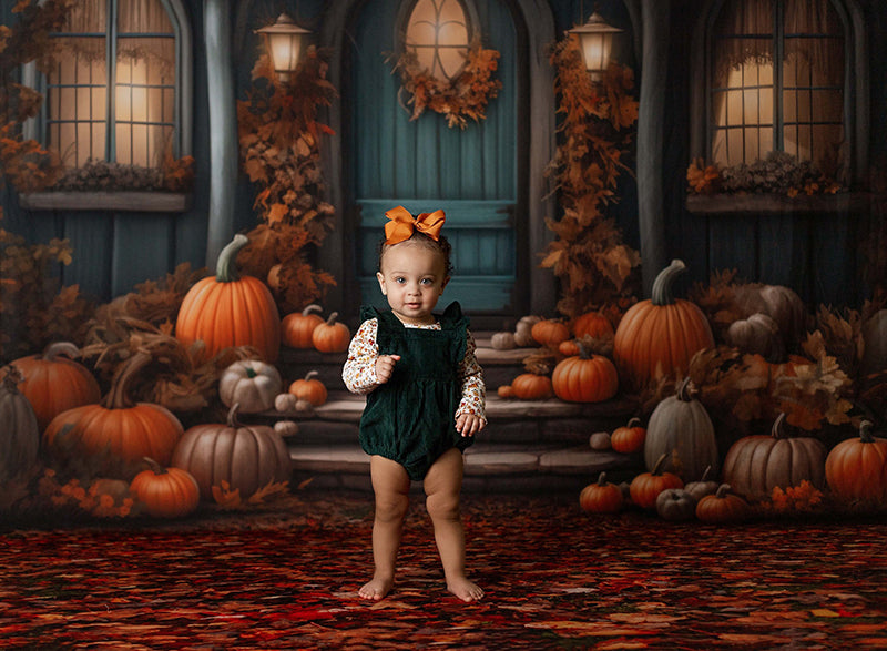 Autumn Pumpkin Porch (sweep options) - HSD Photography Backdrops 