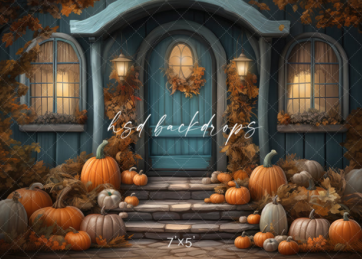 Autumn Pumpkin Porch - HSD Photography Backdrops