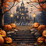 Spooky Haunted House halloween backdrop for pictures