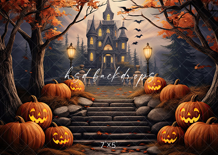 Haunted Halloween Castle (sweep options) - HSD Photography Backdrops