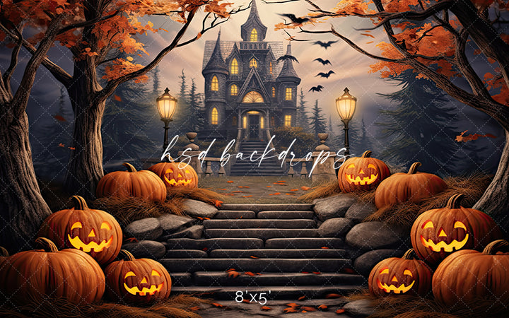 Haunted Halloween Castle (sweep options) - HSD Photography Backdrops