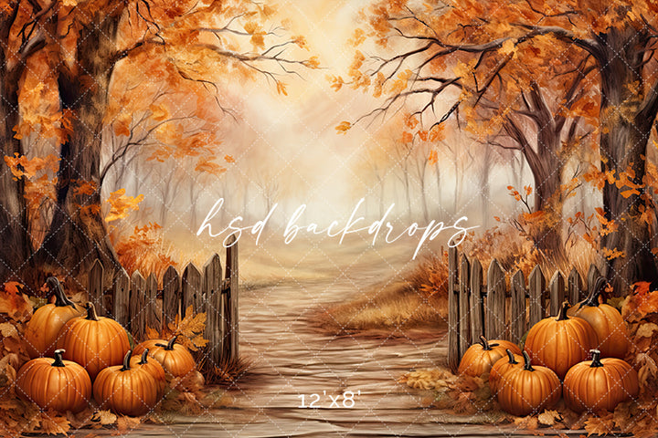 Fenced Fall View (sweep options) - HSD Photography Backdrops