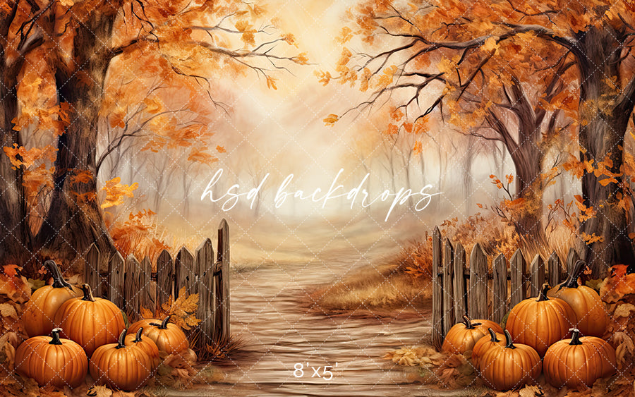 Fenced Fall View (sweep options) - HSD Photography Backdrops