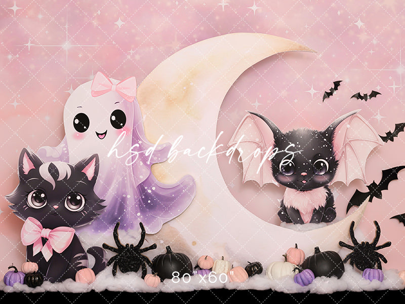 Cake Smash Cute Halloween Backdrop for Pictures with Pink