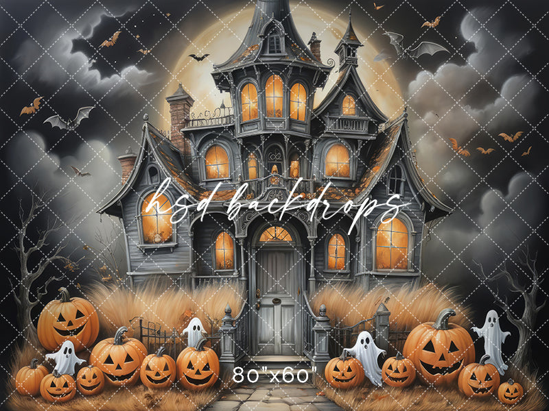 Abandoned Halloween House Photography Backdrop