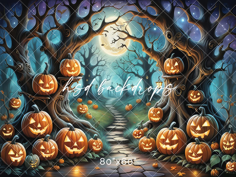 Cute Spooky Trees Halloween Backdrop for Photography