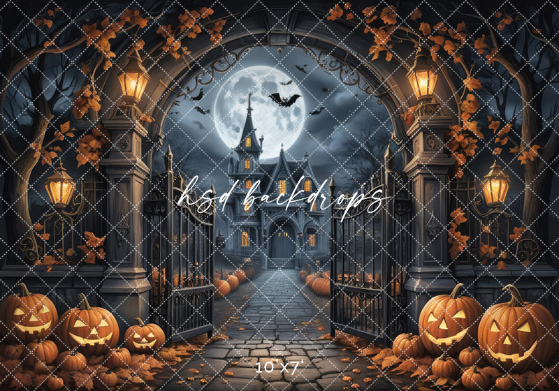 Haunted Halloween Entrance (sweep options) - HSD Photography Backdrops