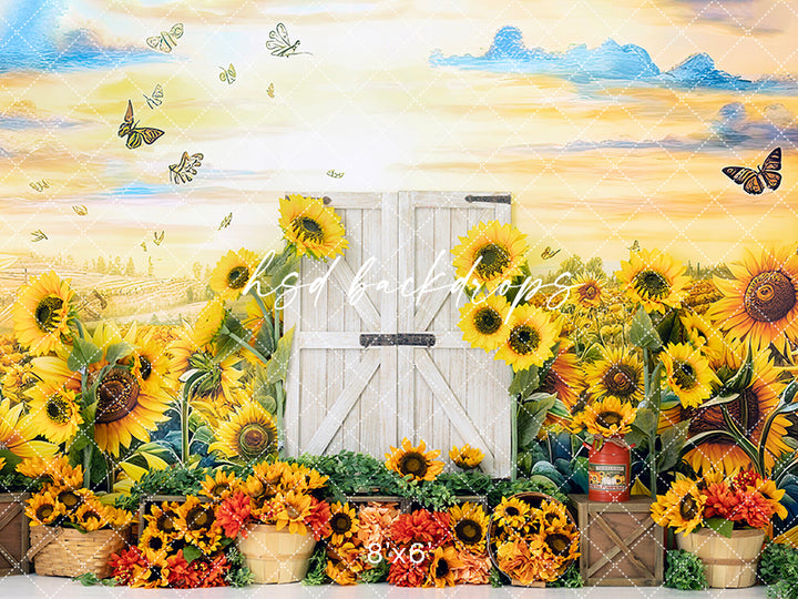 Fall Sunflower Farm Door - HSD Photography Backdrops
