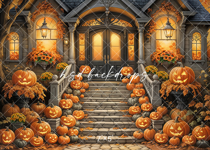 Carved Pumpkin Steps (sweep options) - HSD Photography Backdrops
