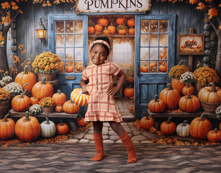 Blue Pumpkin Patch Barn (sweep options) - HSD Photography Backdrops