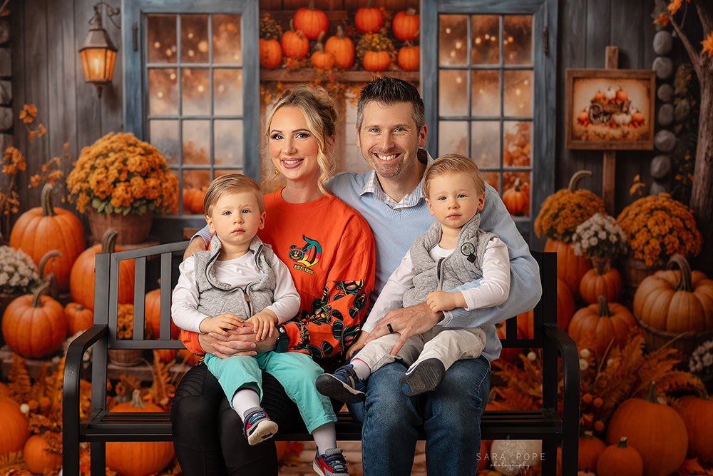 Blue Pumpkin Patch Barn (sweep options) - HSD Photography Backdrops