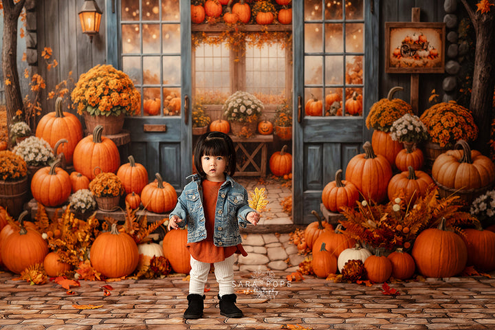 Blue Pumpkin Patch Barn (sweep options) - HSD Photography Backdrops