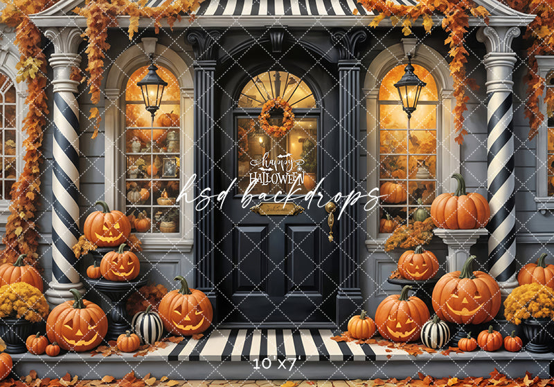 Black & White Halloween Door (sweep options) - HSD Photography Backdrops