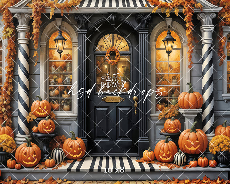 Black & White Halloween Door (sweep options) - HSD Photography Backdrops