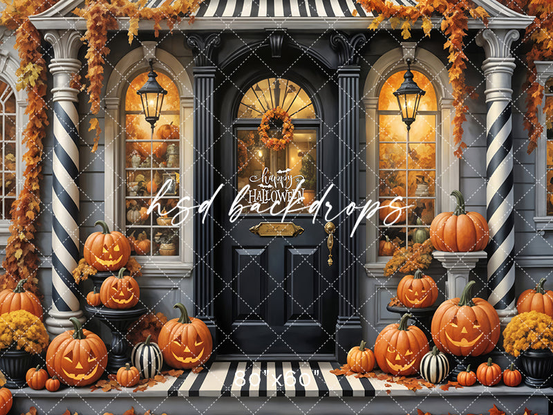 Bug Juice Black and White Striped Holloween Door Backdrop