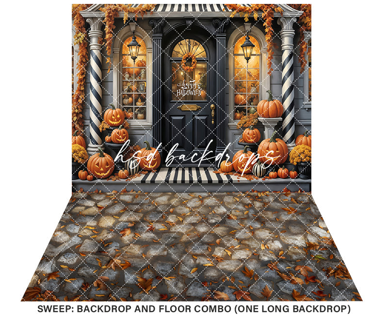 Black & White Halloween Door (sweep options) - HSD Photography Backdrops