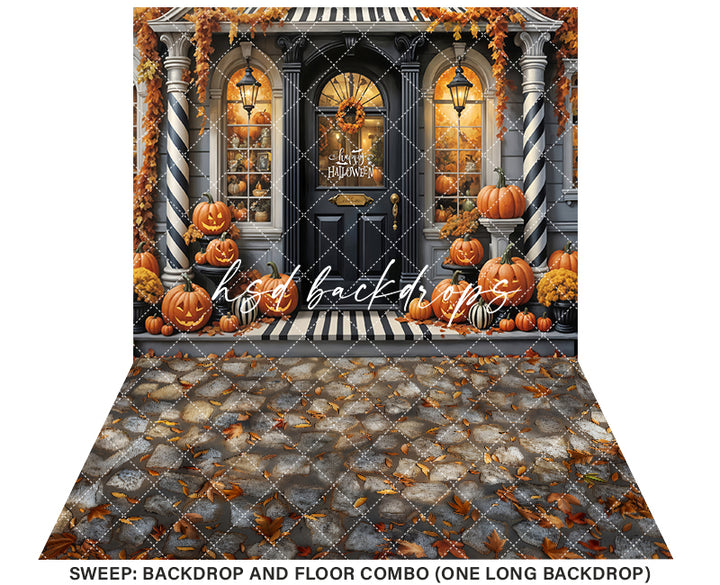 Black & White Halloween Door (sweep options) - HSD Photography Backdrops