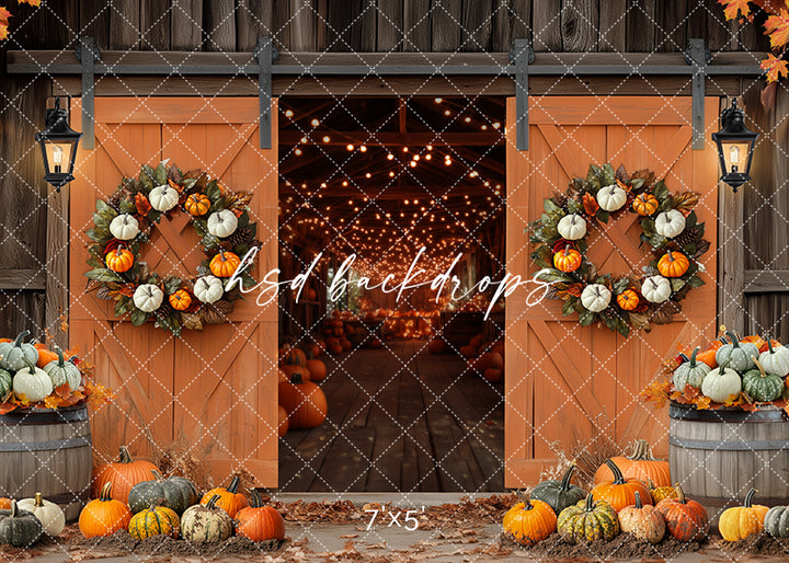 Fall Barn Doors Scene Setter Photo Backdrop