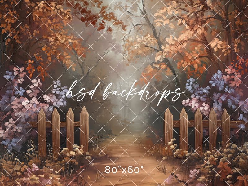 Whimsical fall forest fine art backdrop for studio photography