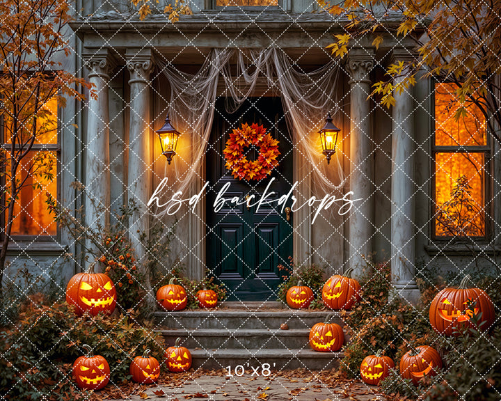 Jack-O'-Lantern Manor Halloween Studio Backdrop (sweep options)