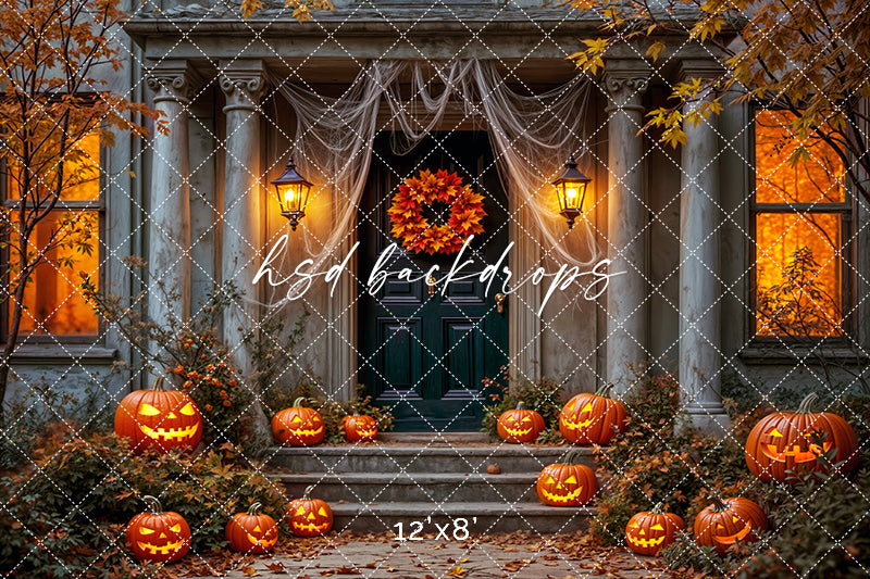 Jack-O'-Lantern Manor Halloween Studio Backdrop (sweep options)