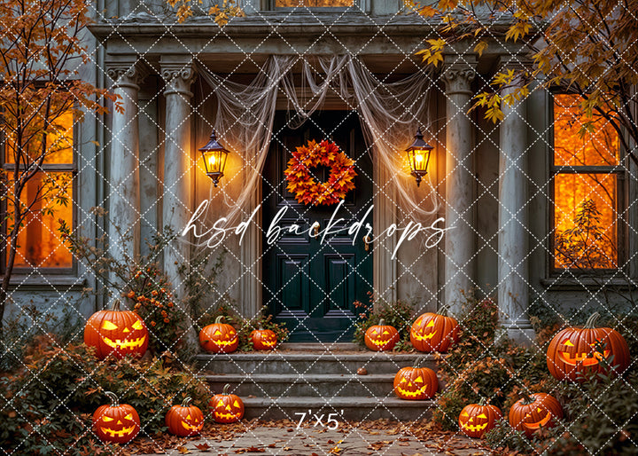 Jack-O'-Lantern Manor Halloween Studio Backdrop (sweep options)