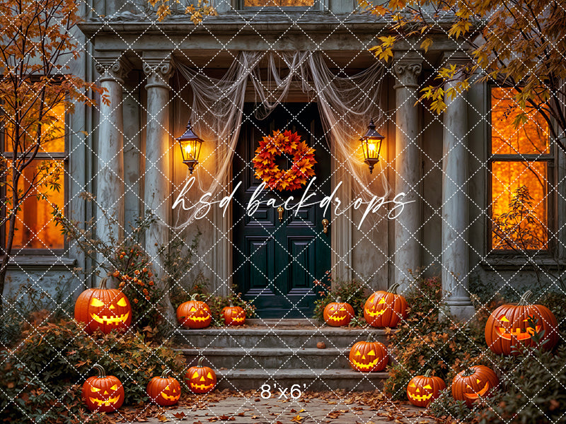 Jack-O'-Lantern Manor Halloween Studio Backdrop (sweep options)