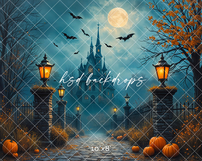 Midnight Haunted Manor Halloween Photo Backdrop (sweep options)