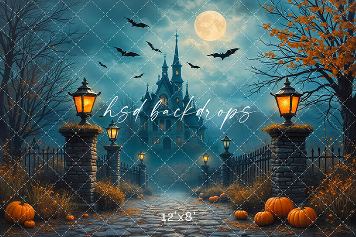 Midnight Haunted Manor Halloween Photo Backdrop (sweep options)