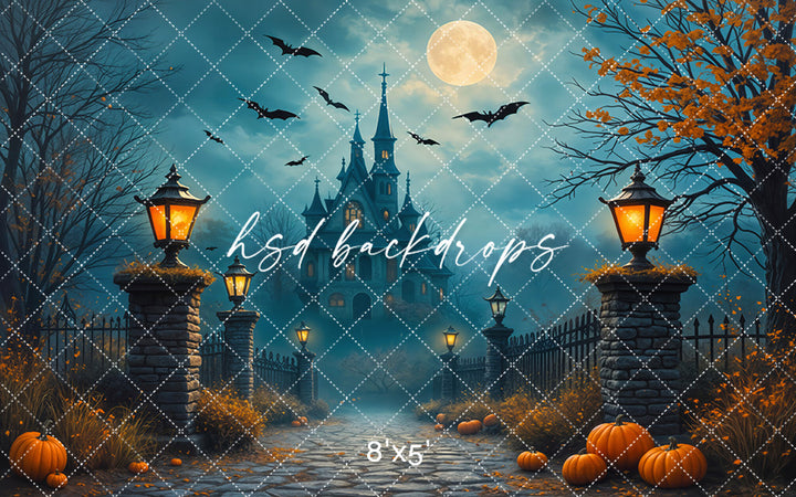 Midnight Haunted Manor Halloween Photo Backdrop (sweep options)