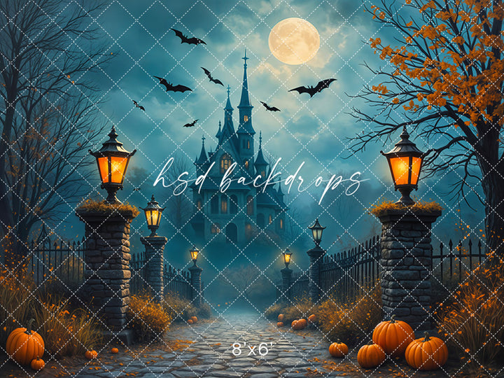 Midnight Haunted Manor Halloween Photo Backdrop (sweep options)