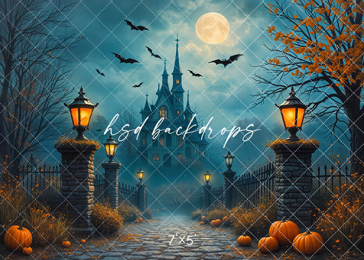 Midnight Haunted Manor Halloween Photo Backdrop (sweep options)