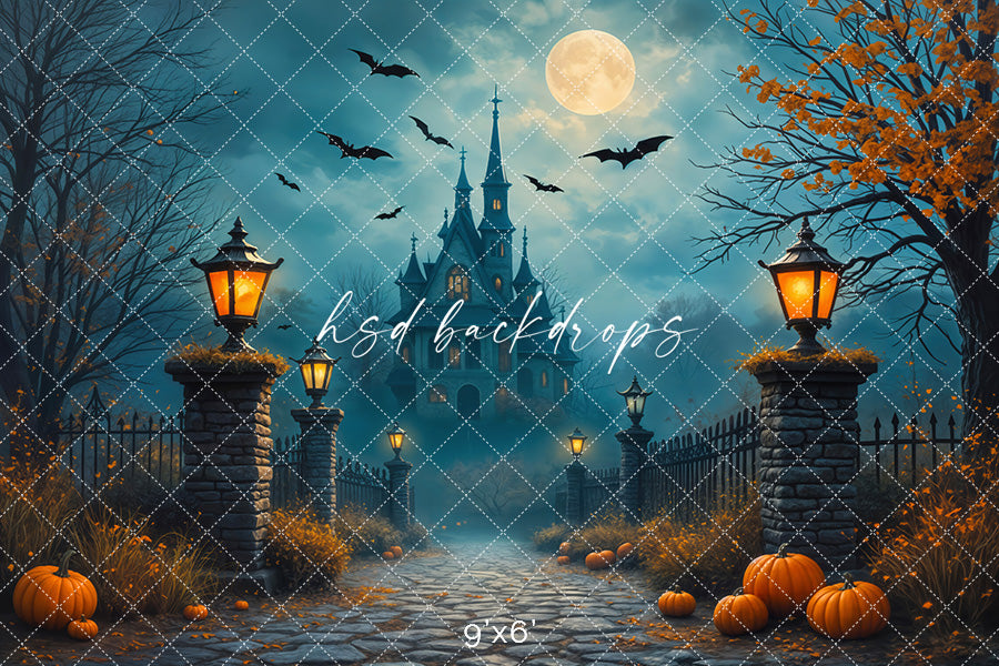 Midnight Haunted Manor Halloween Photo Backdrop (sweep options)