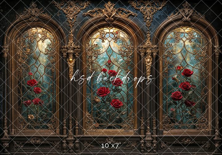 Midnight in the West Wing – Enchanted Rose Window Backdrop