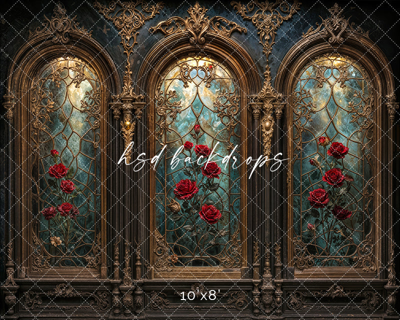 Midnight in the West Wing – Enchanted Rose Window Backdrop