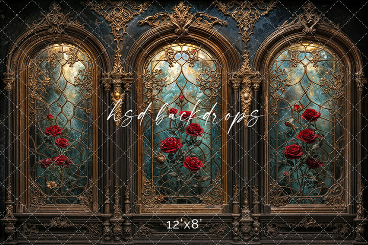 Midnight in the West Wing – Enchanted Rose Window Backdrop