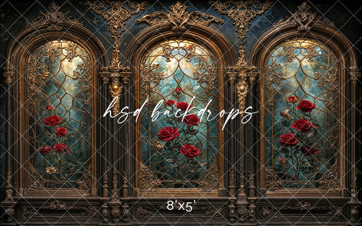 Midnight in the West Wing – Enchanted Rose Window Backdrop