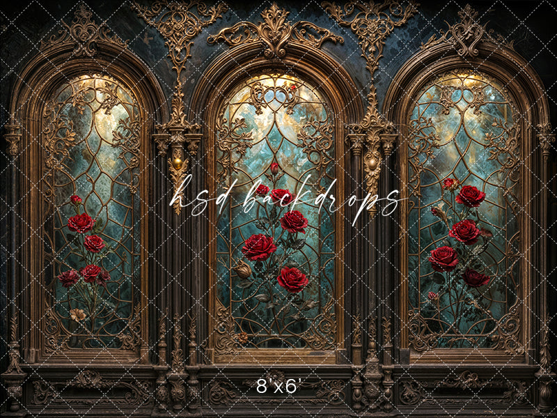 Midnight in the West Wing – Enchanted Rose Window Backdrop