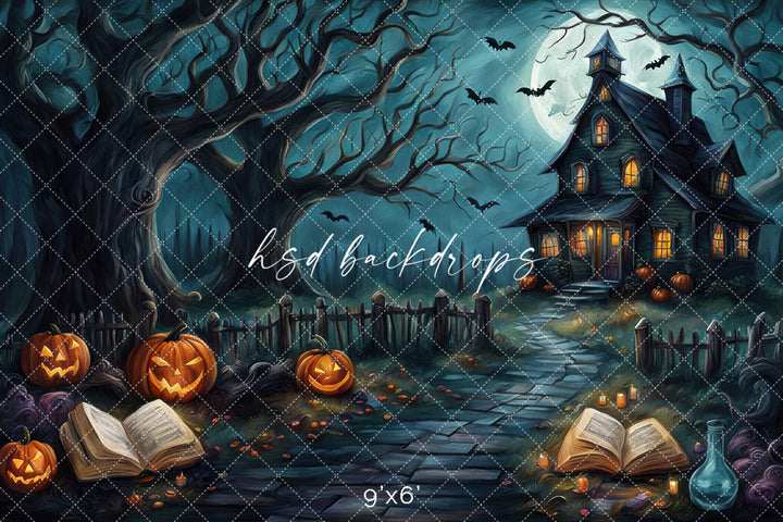 Pumpkins & Potions Lane Halloween Photography Backdrop