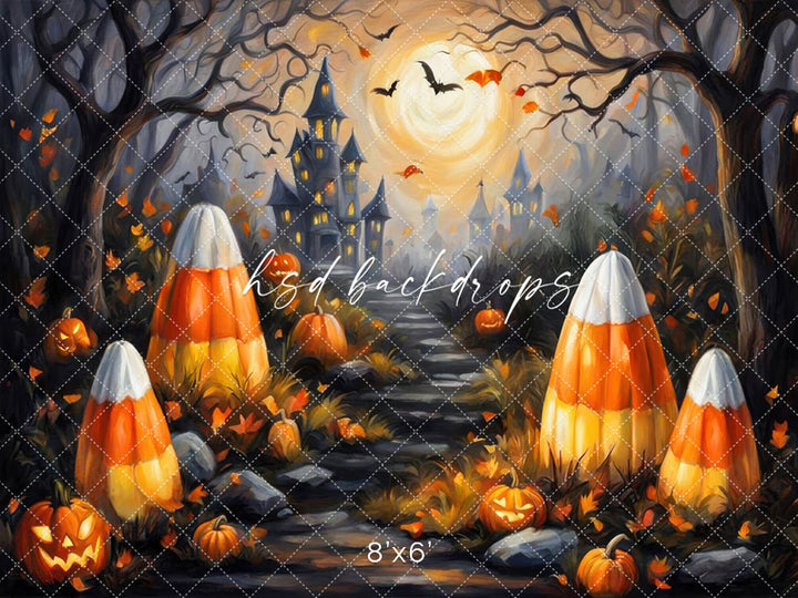 Trick-or-Treat Trail Halloween Kids Photo Background